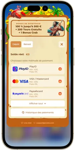 Posido Casino ouvrez la caisse