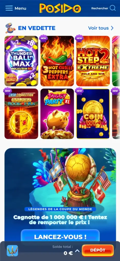 Posido Casino jeux et machines à sous