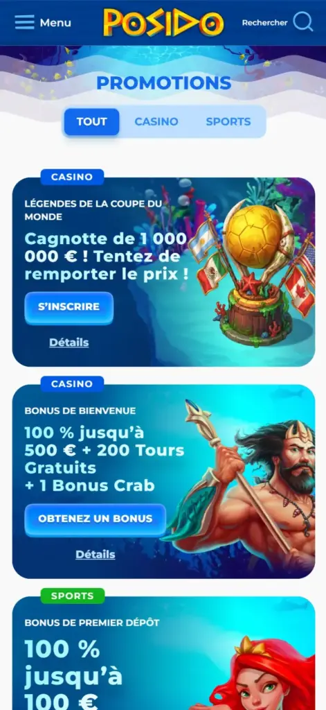 Posido Casino bonus et cadeaux