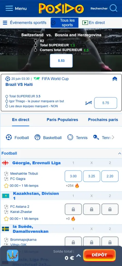 Posido Casino paris sportifs